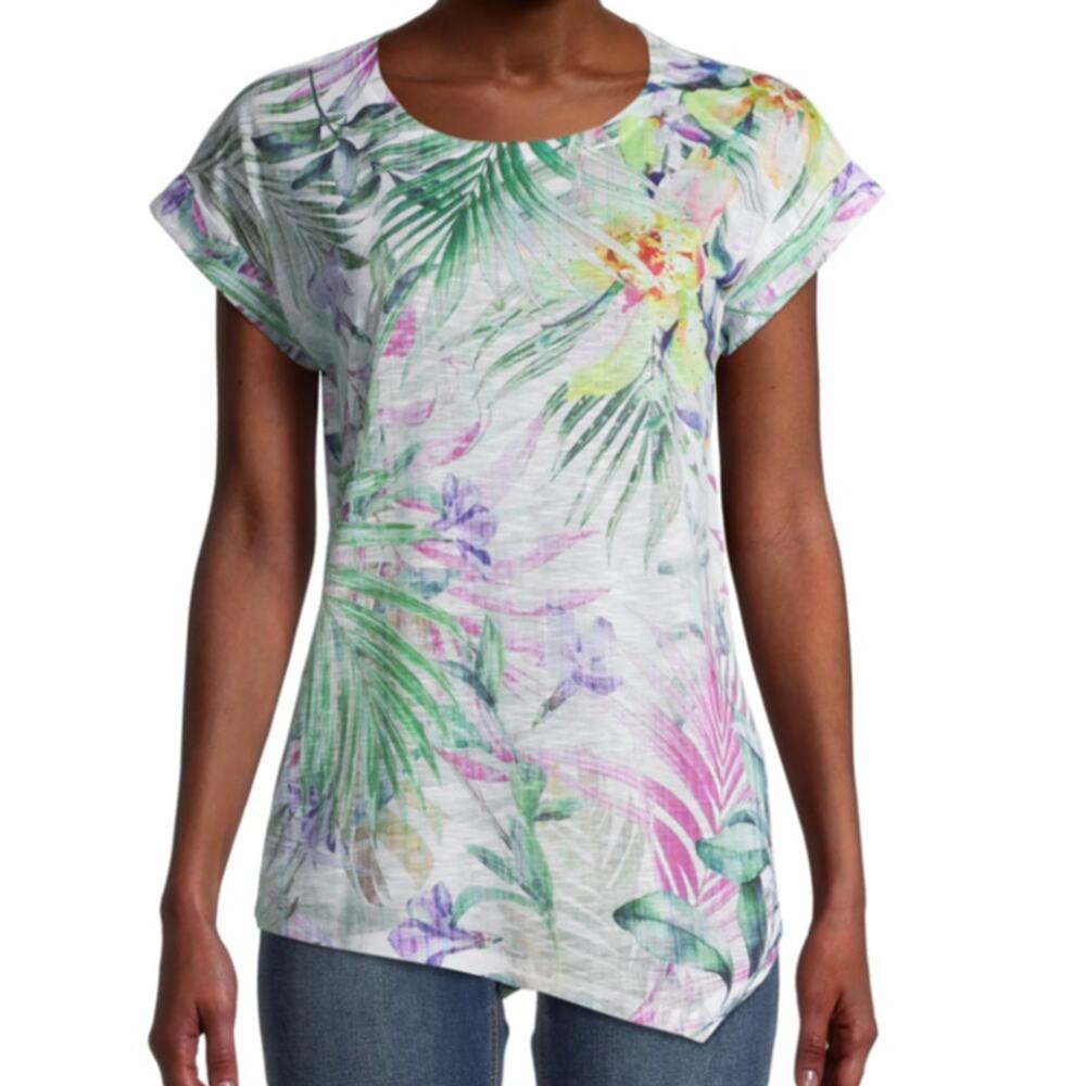 Time and Tru Women's Short Sleeve Sublimation Tee Shirt Top Floral Size XXXL 22